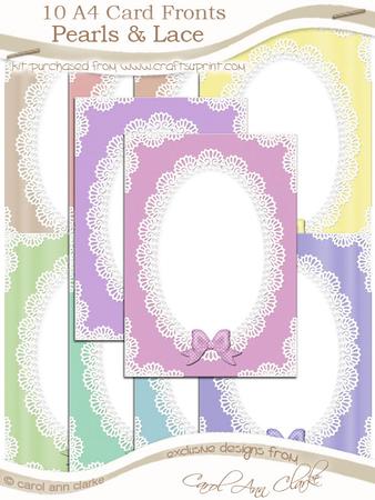 A4 Pearls and Lace Card Fronts Kit