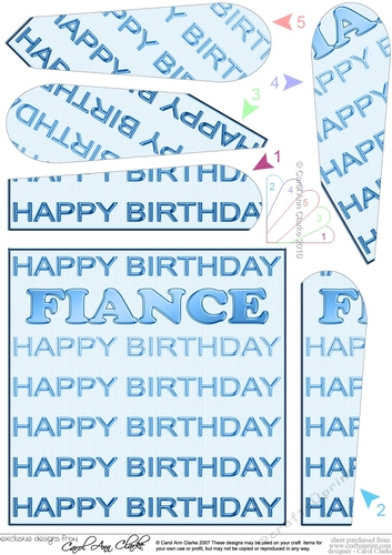 Happy Birthday FIANCE Fan Pyramage Topper