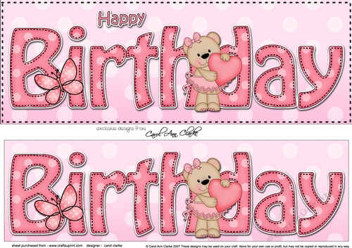 Large DL HAPPY BIRTHDAY 3D decoupage