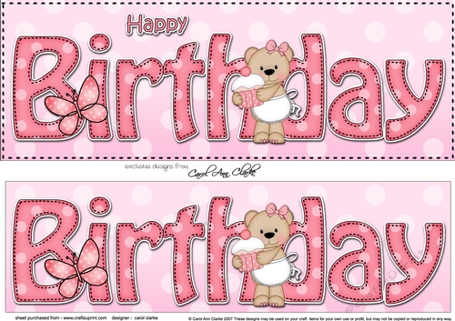 Large DL HAPPY BIRTHDAY 3D decoupage