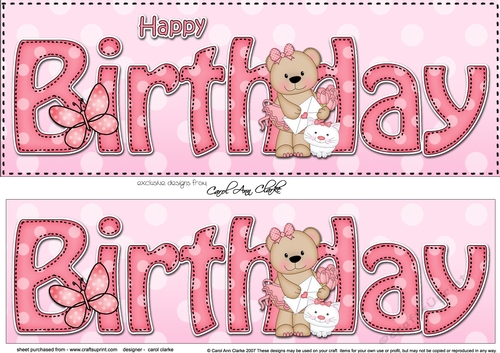 Large DL HAPPY BIRTHDAY 3D decoupage