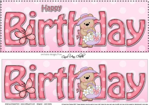 Large DL HAPPY BIRTHDAY 3D decoupage