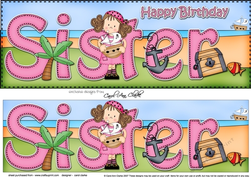 Large DL Happy Birthday SISTER 3D decoupage