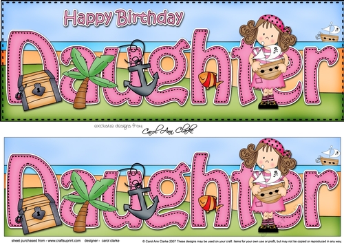 Large DL Happy Birthday DAUGHTER 3D decoupage