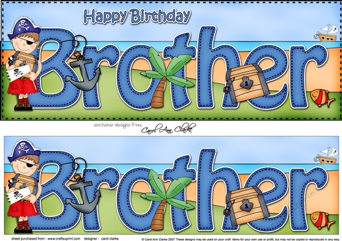 Large DL Happy Birthday BROTHER 3D decoupage