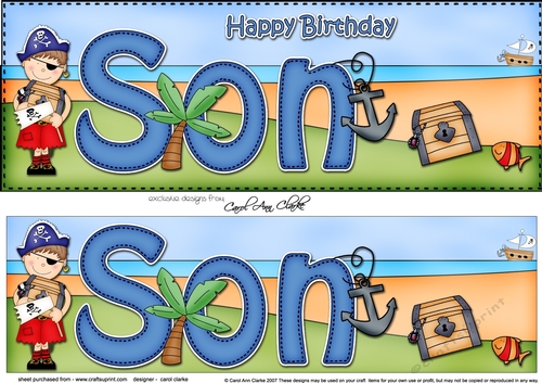 Large DL Happy Birthday SON 3D decoupage