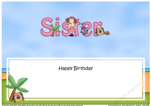 Large DL Happy Birthday SISTER insert