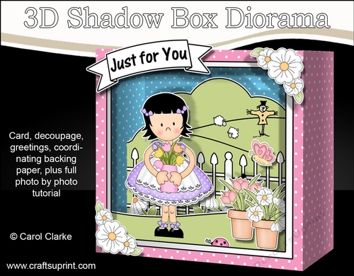 3D Cute Girlz Diorama Shadow Box Card Mini Kit  - Suzi has Pretty Flowers