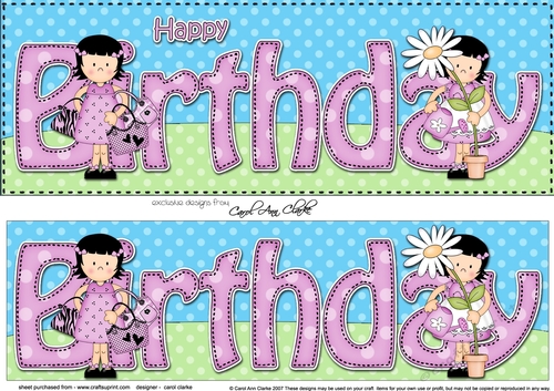 Large DL HAPPY BIRTHDAY 3D decoupage