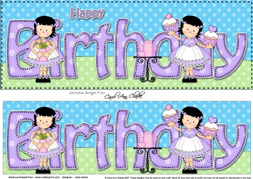 Large DL HAPPY BIRTHDAY 3D decoupage