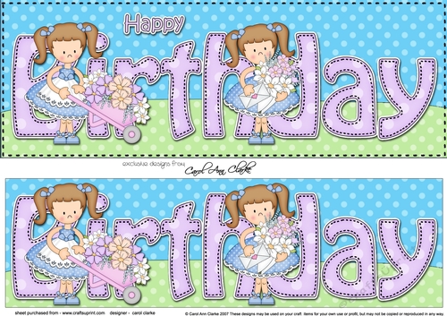 Large DL HAPPY BIRTHDAY 3D decoupage