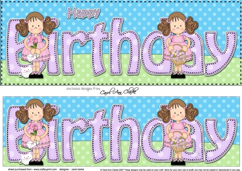 Large DL HAPPY BIRTHDAY 3D decoupage