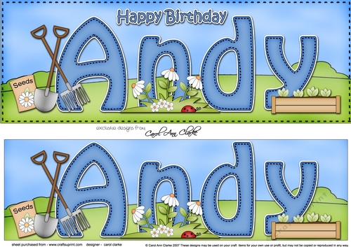 Large DL Happy Birthday ANDY 3D decoupage