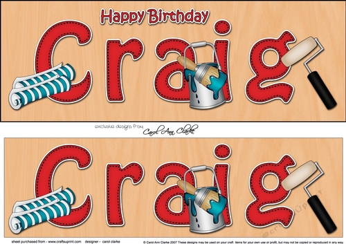 Large DL Happy Birthday CRAIG 3D decoupage