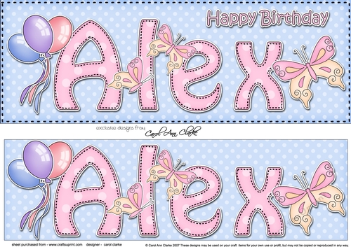 Large DL Happy Birthday ALEX 3D decoupage