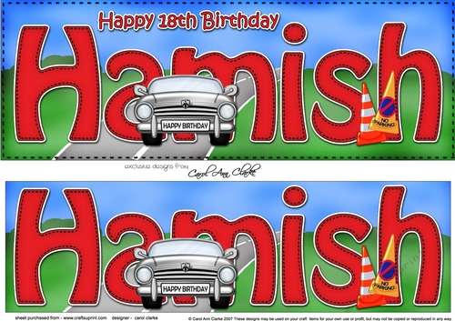 Large DL Happy 18th Birthday HAMISH 3D decoupage