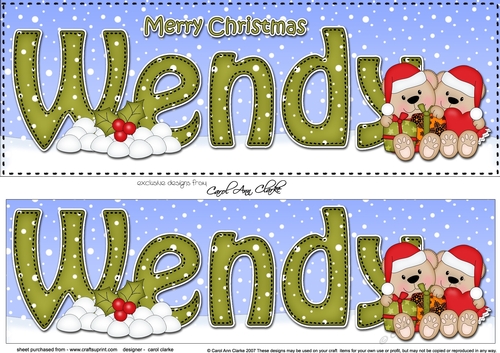 Large DL Merry Christmas WENDY 3D decoupage 