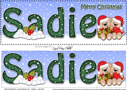 Large DL Merry Christmas SADIE 3D decoupage 