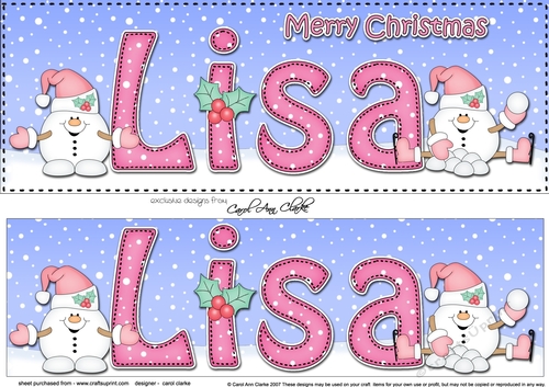Large DL Merry Christmas LISA 3D decoupage 