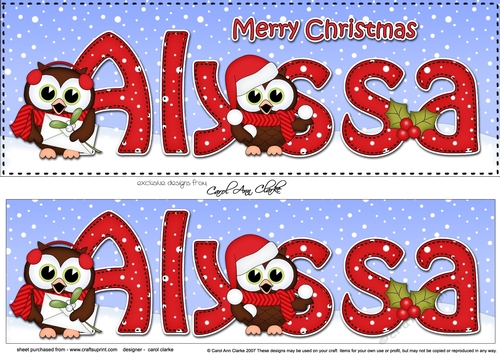 Large DL Merry Christmas ALYSSA 3D decoupage 