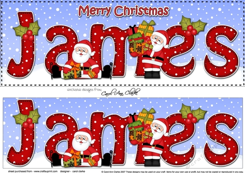 Large DL Merry Christmas JAMES 3D decoupage 