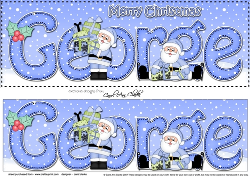 Large DL Merry Christmas GEORGE 3D decoupage 