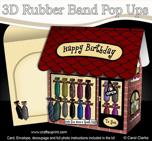 3D Shoppe Pop Up Rubber Band Card Kit  -  The Little Tie Shop