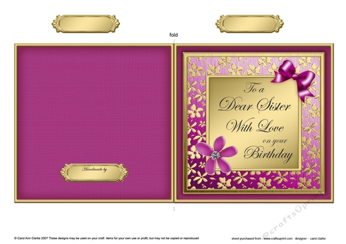 Happy Birthday Sister Quick Cut and Fold Card  