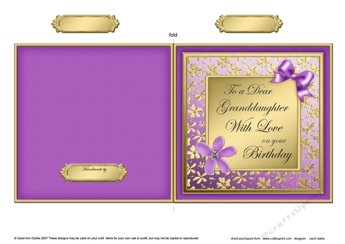 Happy Birthday Granddaughter Quick Cut and Fold Card  