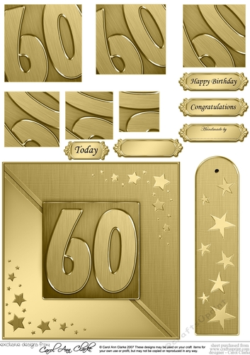 60th Metallic Age Quick Card with Twisted Pyramage