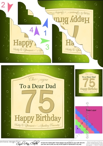75th Birthday Dad Champagne Label Scalloped Corner Stacker