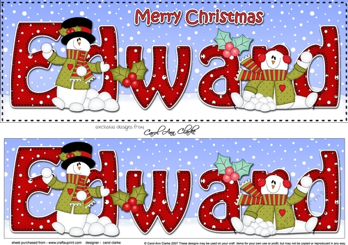 Large DL Merry Christmas EDWARD 3D decoupage 