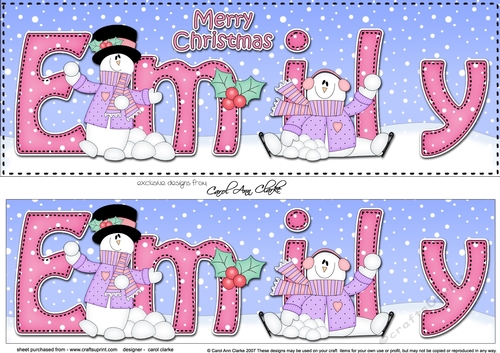 Large DL Merry Christmas EMILY 3D decoupage 