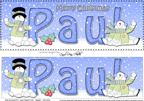 Large DL Merry Christmas PAUL 3D decoupage 