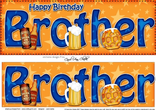Large DL Happy Birthday BROTHER 3D decoupage