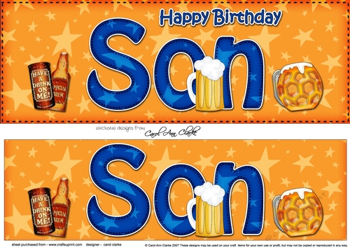 Large DL Happy Birthday SON 3D decoupage