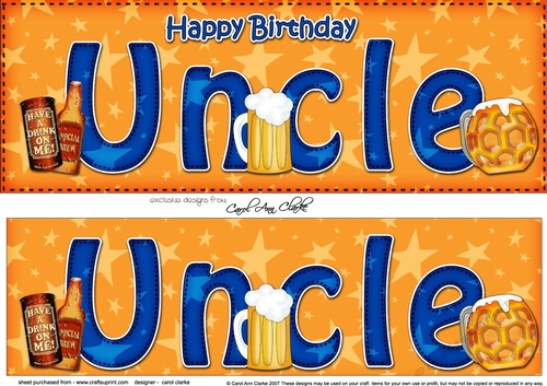 Large DL Happy Birthday UNCLE 3D decoupage