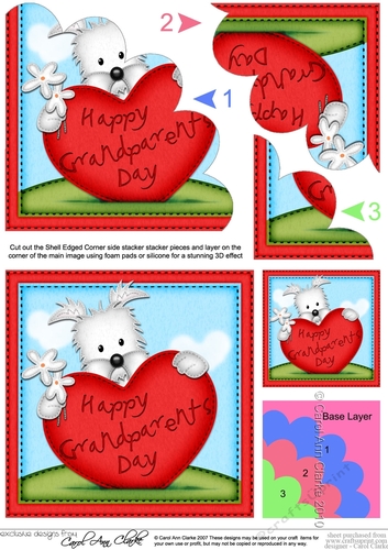 Jock Westie Dog has a Grandparents Day Heart Shell Edged stacker