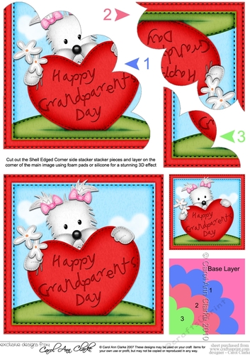 Jess Westie Dog has a Grandparents Day Heart Shell Edged stacker