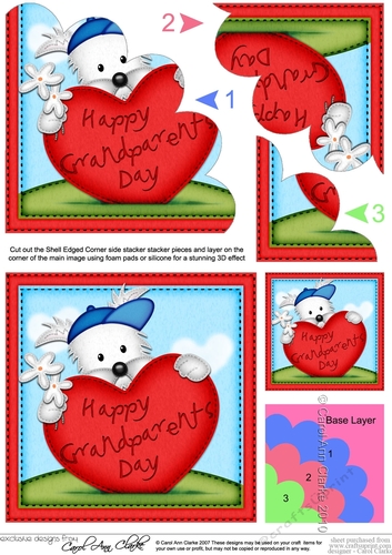 Jock Westie Dog has a Grandparents Day Heart Shell Edged stacker