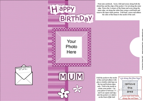 Add a Photo Happy Birthday MUM with easy fold frame