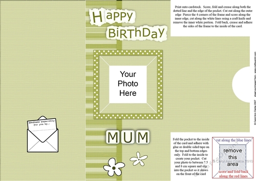 Add a Photo Happy Birthday MUM with easy fold frame