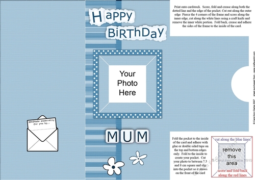 Add a Photo Happy Birthday MUM with easy fold frame
