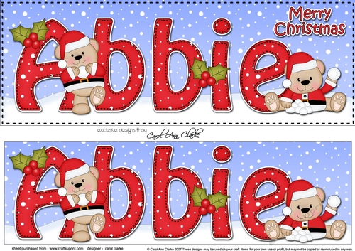 Large DL Merry Christmas ABBIE 3D decoupage 
