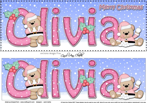 Large DL Merry Christmas OLIVIA 3D decoupage 