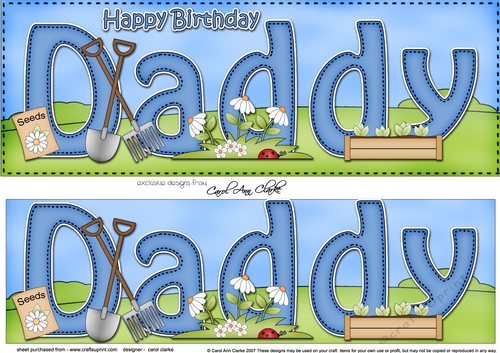 Large DL Happy Birthday DADDY 3D decoupage