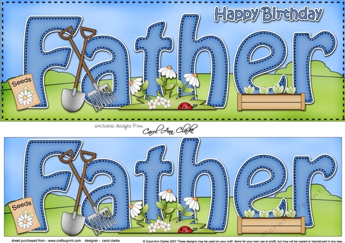 Large DL Happy Birthday FATHER 3D decoupage