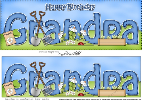Large DL Happy Birthday GRANDPA 3D decoupage