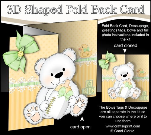 3D Shaped No-Hole Fold Back Mini Kit -   New Baby Teddy