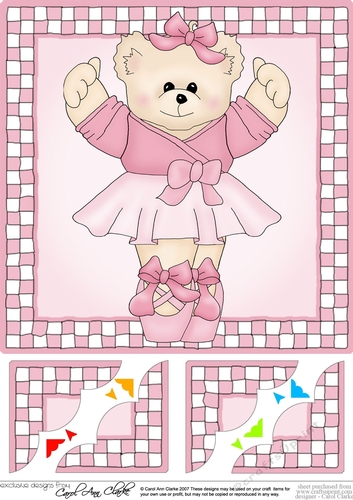 8 x 8 Ballerina Teddy Scalloped corner Topper